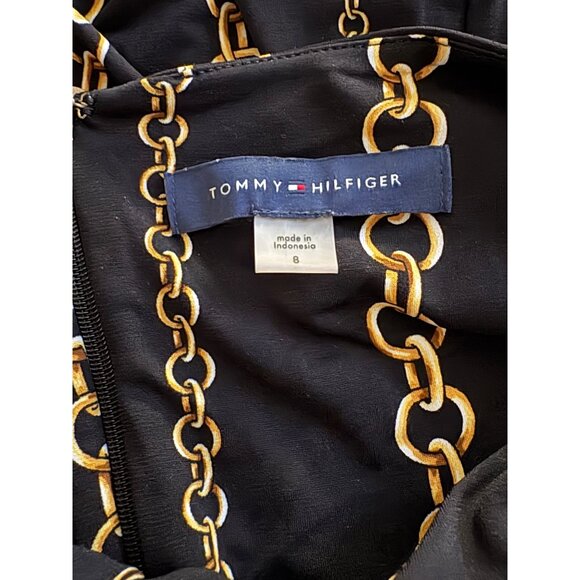 Tommy Hilfiger Black Chain Reaction Stretch Jersey Shift Dress, Women's Size 8 - Picture 9 of 10